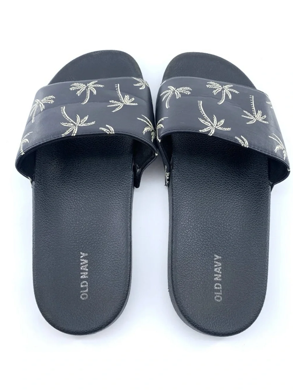Old Navy Palm Tree Slide Sandals Men's 10–11 Black Comfort Pool Slides